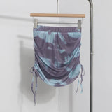 Solid Shot Tie-Dye Printing Net Yarn Rope With Folded Bag Hips Babes Short Skirt Anti-Light Repair Body Skirt