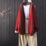 spring and autumn new loose and versatile casual long-sleeved v-neck sweater cardigan women's foreign style knit