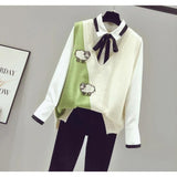 2021 new design cartoon knitted vest women casual cotton