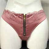 VS Zipper Sexy Cheeky Panty Sexy Women's Underwear Erotic Low Waist Satin Panties Sex Mesh Seamless