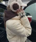 Cabel Knitted Zipper Puffer Coat- Outfit