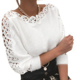 Sexy Winter Lace Stitching Solid Color