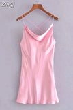 Summer Slip Dress Women 2023 Tie Dye Satin Short Woman Dresses Strappy Sexy Backless Strap Mini Dress Club Party