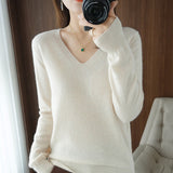 Sweaters Women Casual V-neck Solid Jumpers Pullovers Spring Autumn Womens Sweater Cashmere Knitwear Bottoming