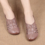 Women 2025 Spring And Autumn New Retro Soft Base Shallow Flat Bottom Anti-Slip Middle-Grade Mother Large Leather