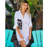 Bikini Cover-ups Long White Tunic Casual Summer Beach Dress Elegant Women Plus Size Beach Wear Swim Suit Cover Up 211-0-Outfit