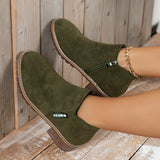 Barrel With Retro Matte Short Boots Female Coarse And Flat Bottom Side Zipper Martin