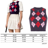 Sweater Vest Women Black Sleeveless Plaid Knitted Crop Sweaters Casual Autumn Preppy Style 2020 tops V Neck