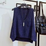 Sleeveless Fashion Sweater Vest Women Loose Pocket Decoration Frill Knitted Bottoming Sweater Vest Pullover Female
