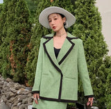 Green Designer High Fashion Blazer Suit Coat And Jackets For Women 2021 Ladies Outerwear Korean Fashion Outfit