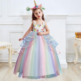 Unicorn Dress for Girls Flower Appliques Ball Gown Little Girl Princess Dresses Elegant Party Costumes Children