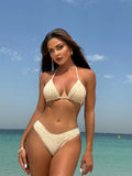 2024 Solid Color Sexy New Three-Piece Mesh Three-Piece Set Swimsuit Swimsuit