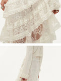 White Lace Layer Tulle Midi Skirt-Outfit