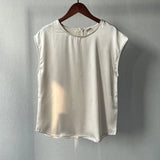 2021 Woman Elegant Satin Tops Sleeveless Tanks Back Zipper Office Ladies Imitation silk