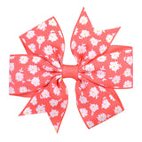 Printed Flower Hair Bows With Clip For Baby Girls Grosgrain Ribbon Boutique Hair Clip Barrettes Hair Accessories