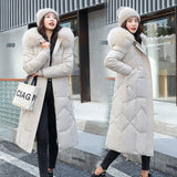 Cotton-Padded Clothes Female 2024 Winter New Korean Version Fashion Waist Show Thin And Thick And Long Over The Knee Big Hair Collar-Outfit