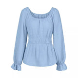 And Winter 2025 New Casual Women's Round Collar Waist Solid Color Lotus Leaf Sleeve Jacket