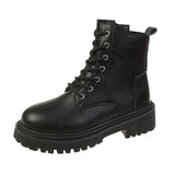 Boots Women's Shoes 2025 New High Top Casual Platform Ankle Boots Square Root Belt With Velvet Motorcycle