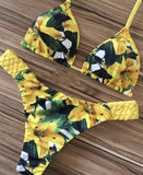 Bikini Set Women Swimwear Push Up Swimsuit Top Solid Bottom Print Brazilian Biquini Bathing Suit Swim Wear