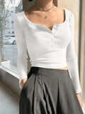 Button Up Long Sleeve Crop Top- Outfit