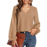 Women Blouse 2022 Spring Fashion V Neck Long Sleeve Elegant Office Work Shirts Tops Lady Plus Size Casual Chiffon