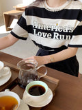 Zingj Chic Summer French Print Loose Casual Short-Sleeved