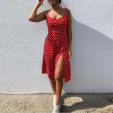 2020 Sundress Summer Women Causal Polka Dot Sleeveless High Pleated elastic waist V-Neck Beach Dress Vestidos De