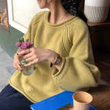 Zingj Casual Knit Sweater 2024 New Thick Needle Wide Soft Waxy Lazy Wind Jacket Female-Outfit