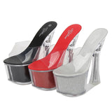 Zingj New Korean Version Of The Nightclub Car Model Shoes Super High Heels Thick Heel Waterproof Platform Sandals Transparent Crystal