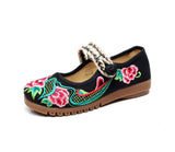 Zingj Shoes, Beef Tendon Bottom Embroidered Cloth Shoes Spring And Autumn Big Head Shoes Mother Shoes A Word With Women's Single