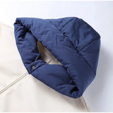 Removable Puffer Hoddie Patchwork Zipper Jacket- Outfit