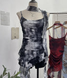 Spice Girls Irregularly Designed Lotus Leaf Edge Ribbon Sling Vest Tie Mesh Folding Top