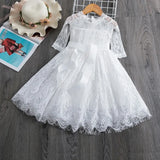 Lace Dress Flower Design Princess Dress Sleeveless Party Ball Gown Mesh Tutu Dress for Girls 3-8Ys Casual Clothing
