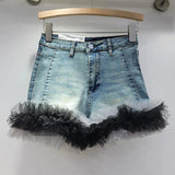 Denim Frill Trim Short- Outfit