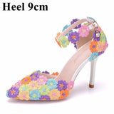 Cm White Lace Wedding Shoes Buckle Shoes Fine Heel Wedding Dress Bridal Shoes Women Sandals Annual