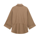 Temperament Casual Suit Women 2025 Spring Shoulder Sleeves Pull The Waist Loose Shirt Tight Waist Wide Leg