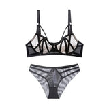 Fashion Bandage Bra Set Lingerie Push Up Brassiere Lace Transparent Underwear Set Sexy Ultra-thin Cup For Women