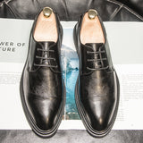 Zingj Men's Shoes Spring Autumn New Men's Casual Shoes Korean Fashion Trend Single Shoes Lace Breathable Leather Shoes Men