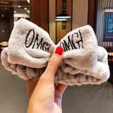 Face Hair Holder Hairbands Soft Warm Coral Fleece Bow Animal Ears Headband For Women Girls Turban Fashion Hair