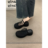 Cake Thick Bottom High Heel Hollow Black Bag Head Sandals Women Summer Gentle Fairy Small Half