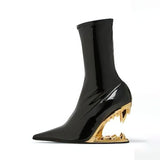 Metal High-Heeling Hollow Tusk Giant Tooth Tiger Tooth Alien And Knitted Elastic Short Boots Socks Women's