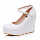 Cm Fashion Thick Bottom Slope Single Shoe Round Head Height Waterproof Slope Heel Buckle Heel Women's