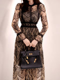 Up The Hollow Lace Dress 2025 New Korean Style Long Dress Fashion Waist Lace Bottom