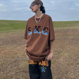 Embroidery Woman Tshirts High Street Harajuku Retro Y2k Top Loose Casual All-match Thin Y2k Aesthetic Clothing
