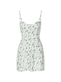 Green Floral Print Y2K Mini Dress- Outfit