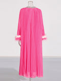 Famous Dress 2025 Spring New Temperament Fashion Design With Diamond Feathers Spliced Solid Color