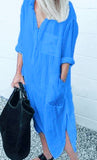 Solid Color Cotton Blend Simple Long Shirt Women's