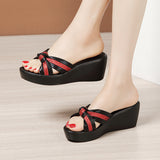 Middle Heel Sandals Slippers Women Summer 2023 New Muffin Thick-Soled Fish Mouth Fashion To Wear One-Word