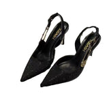 Standing Not Tired Elegant Fashion Shoes Women 2025 Summer Retro Pure Color High Heels Outside Wearing Skirts And Anti-Slip