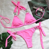 Woman 2022 Summer Stylish Diamond Crystal Lace-up Low Waist Beachwear Binkinis Set Sexy Separate Swimwear Bathing